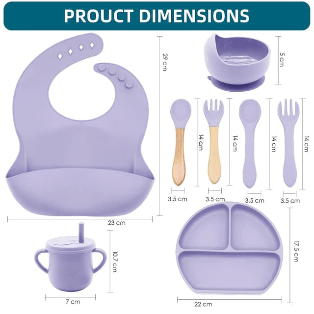 Detalle de Dormlony Silicone Baby Feeding Set, 9-Piece