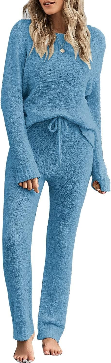 Detalle de luvamia Women's Pajama Set Fuzzy Fleece Knitted Lounge Set