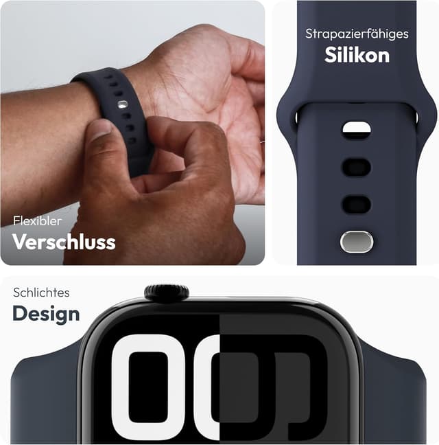 Detalle de VONMÄHLEN Classic Band 2 – verstellbares, atmungsaktives Armband aus recyceltem Silikon für Apple Watch
