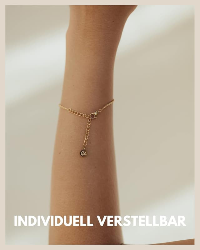 Detalle de GD GOOD.designs Armband mit Herz für Damen – Freundschaftsarmband verstellbar (Gold 18K, Silber oder Roségold)