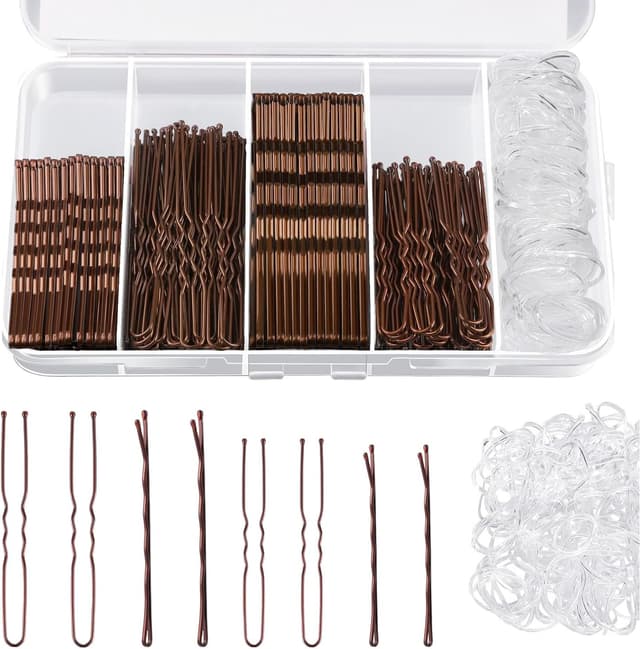 Detalle 2 de Set Xynovate da 300 forcine per capelli, mollette e fermagli invisibili con cerchietti trasparenti