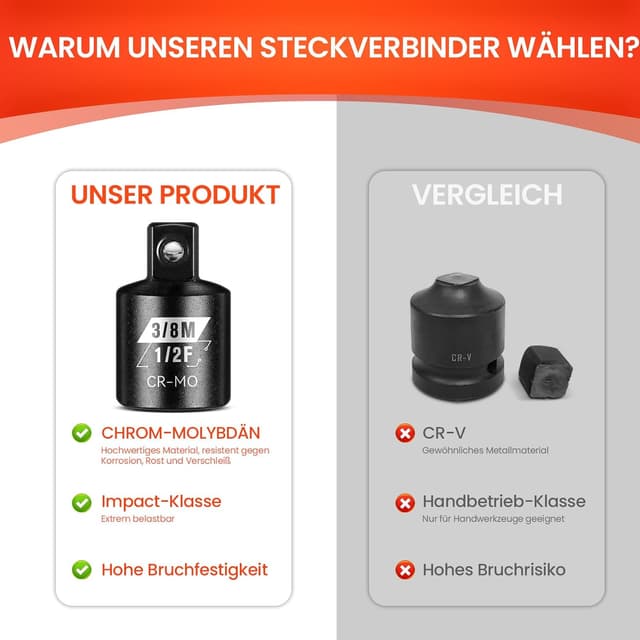 Thumbnail 1 de Stecknuss Adapter 1/2" auf 3/8" 2‑tlg