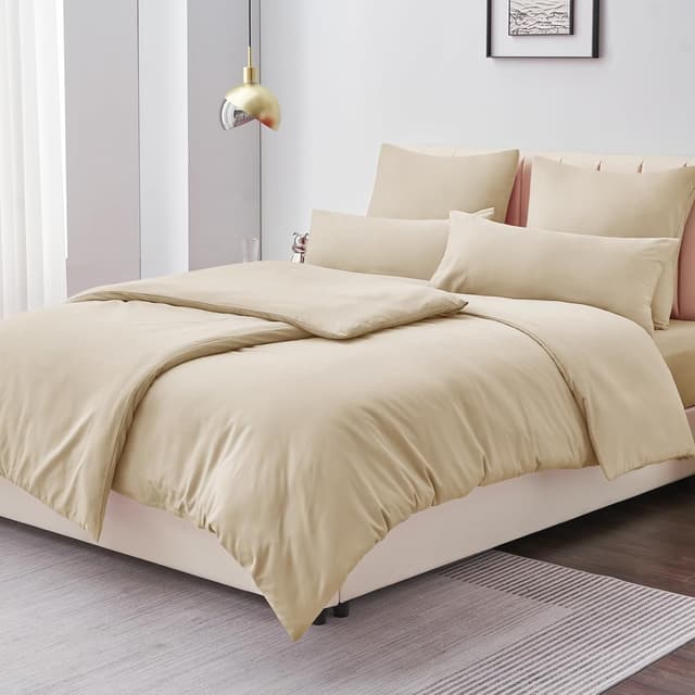 Detalle 2 de Aisbo Bettwäsche 135x200 4-teilig Khaki aus Mikrofaser (mit Reißverschluss, ÖKO-TEX)