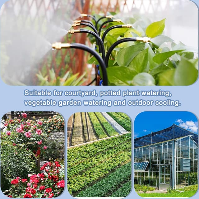 Detalle de Suyeah 49.21ft automatic drip irrigation kit with 360° bendable nozzle