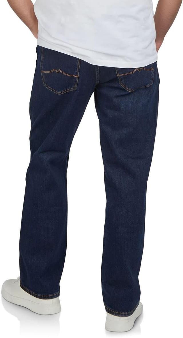 Detalle de Mustang Herren Stretch-Jeans „Oregon“ Bootcut (Schwarz/Blau) – bequem mit normalem Bund