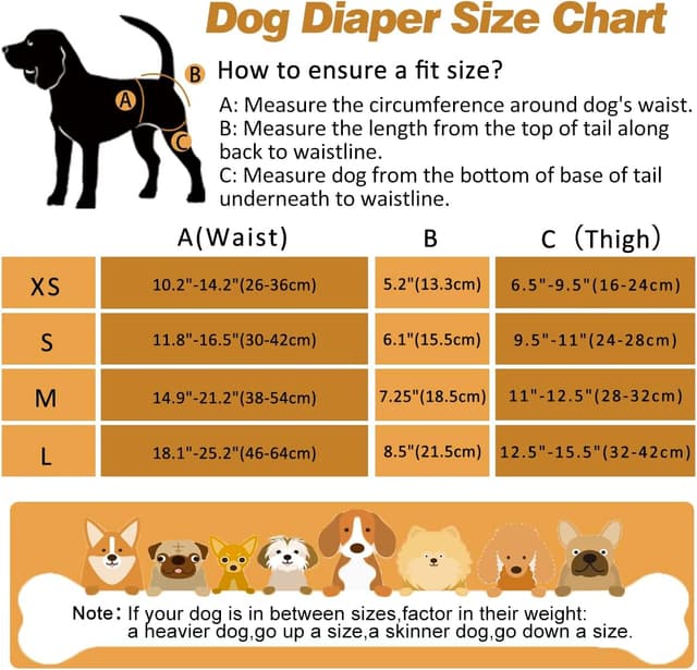 Detalle de Hisprout 3-Pack Female Dog Diaper (Incontinence, Reusable Washable Breathable) – XS, Black