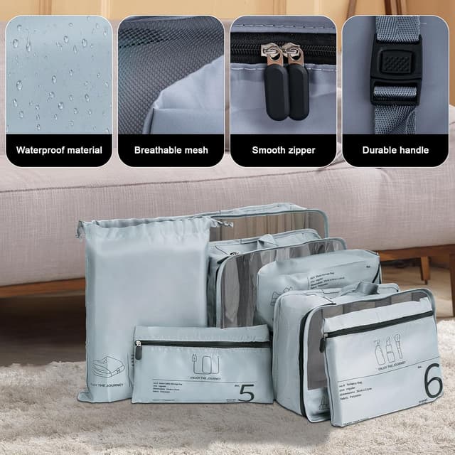 Thumbnail 2 de TEUYOE 7 Stück Koffer Organizer Set grau