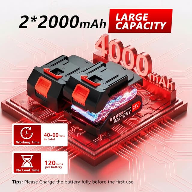 Detalle 2 de Reffmov cordless grass strimmer with wheels and 2× 2.0 Ah batteries (21V) for edging and lawn mowing