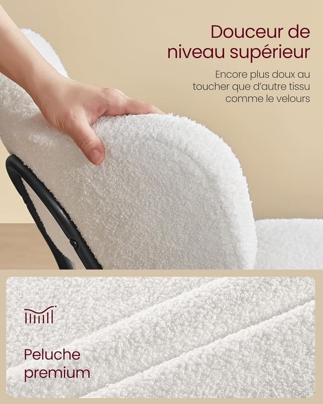 Detalle de VASAGLE KDC110W14 : lot de 4 chaises de salle à manger rembourrées en tissu peluche