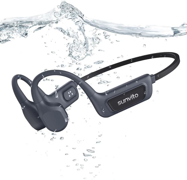 Detalle de sunvito Bone Conduction Swimming Headphones (Black) with IPX8 and built-in MP3 player