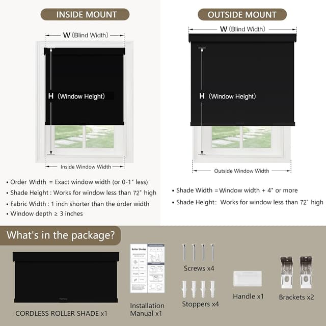 Thumbnail 4 de SUNOFF Cordless Blackout Roller Shades 28" x 72"