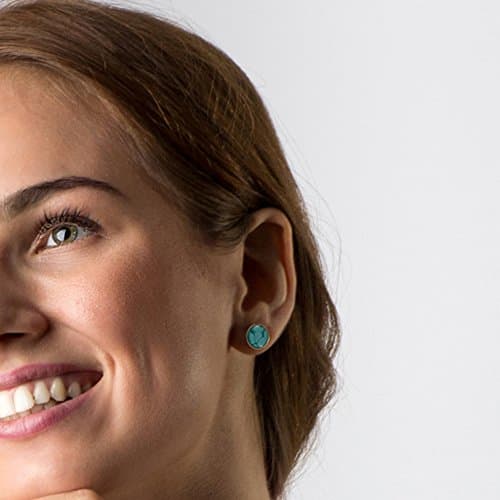 Detalle de Pendientes (Aretes) Dragon Porter estilo 12 redondo azul turquesa en oro