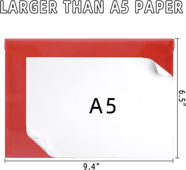 Detalle 2 de GoodtoU A5 Plastic Wallets 36 Pack with Popper – Assorted Colours (A5 folders for school & office)