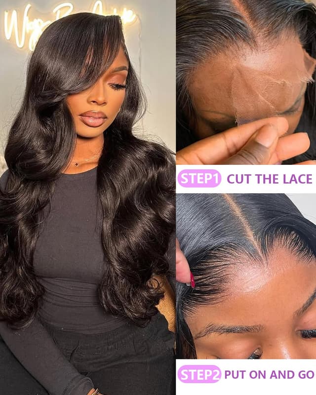 Detalle de SKINLIKE 5x5 HD Lace Closure Wig (Human Hair) with Drawstring, 26 Inch, 220% Density, 16A Body Wave