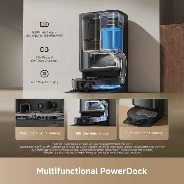 Detalle 2 de Dreame D30 Ultra Robot Vacuum and Mop with 25,000Pa Suction, Auto-Empty Dock and MopExtend Edge Cleaning (Black)
