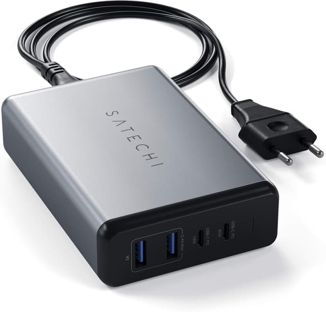 Detalle de Satechi 108W Caricatore USB-C da scrivania con 2 porte USB-C PD (90W/18W) e 2 USB-A