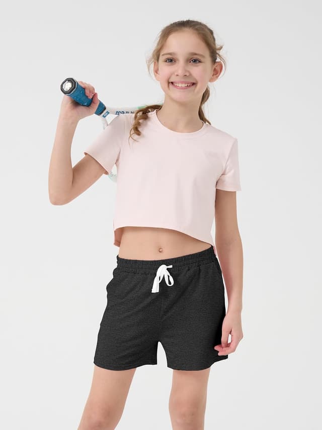 Detalle 2 de QWE 5-Pack Girls Athletic Shorts (Quick-Drying, Drawstring, Pockets)