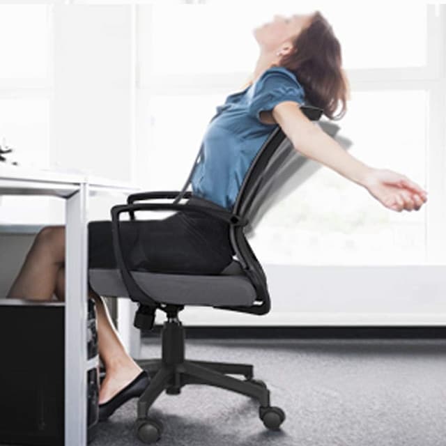 Detalle 2 de Yaheetech sedia da ufficio girevole con altezza regolabile, schienale reclinabile in tessuto traspirante (portata 136 kg) grigia scura