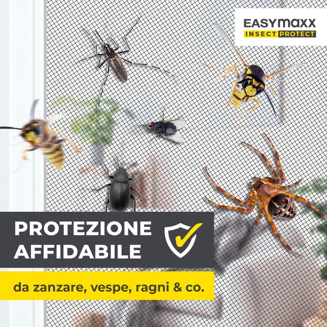 Detalle de EASYmaxx zanzariera per finestra con Magic Click, tagliabile su misura fino a 110 x 130 cm, fissaggio magnetico (colore nero)