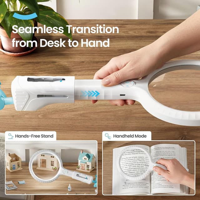 Detalle de ARTDOT abnehmbare Lupe mit Licht und Ständer – Lupenleuchte für Lesen, Basteln und Modellbau