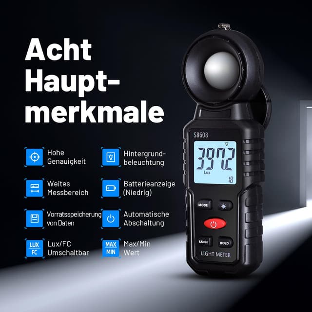 Detalle 2 de Luxmeter Mcbazel Digital 200.000 Lux