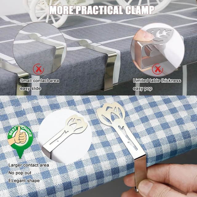 Detalle de CUNGLIN Tablecloth Clips 10 Pack (Tulip Shape) for Outdoor Thick Tables