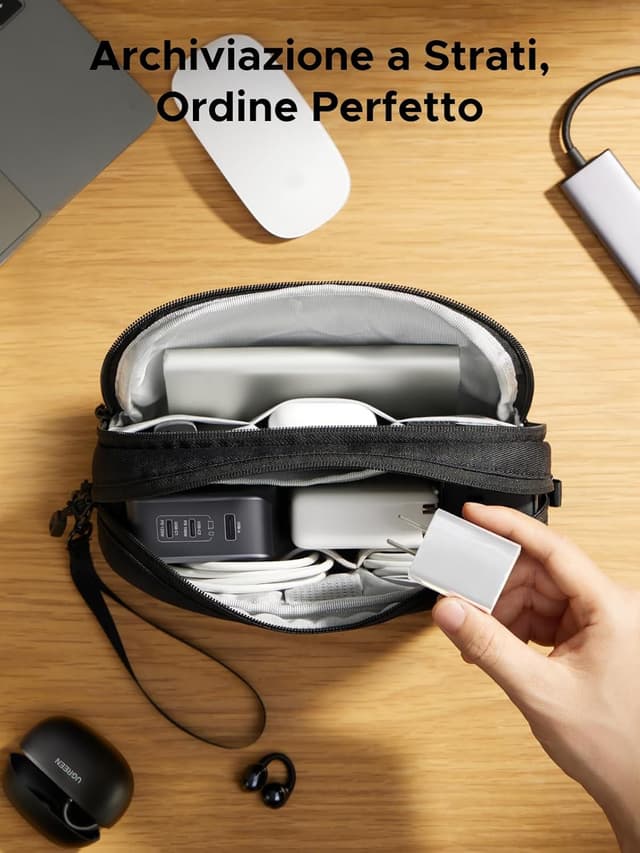 Detalle 2 de UGREEN Borsa accessori da viaggio per elettronica (taglia M) con organizer cavi e tasche