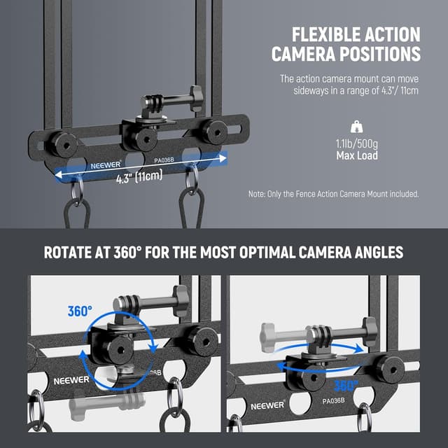 Detalle 2 de NEEWER Zaunhalterung mit Sonnenschutz (PA036B) für Smartphone & Action-Kamera