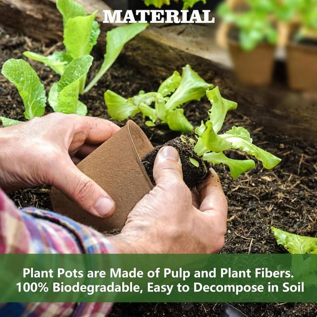 Detalle de 42 Pack Biodegradable Planting Pots (8cm) with Labels & 2 Transplant Tools