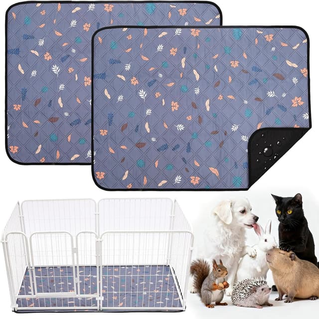 Detalle de HOZKUY 2-Pack Guinea Pig Cage Liners & Bedding (28" x 36") – fast-absorbing, washable pee pads with non-slip base