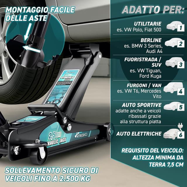 Thumbnail 2 de TRESKO Cric idraulico 2,5T con 85–385 mm