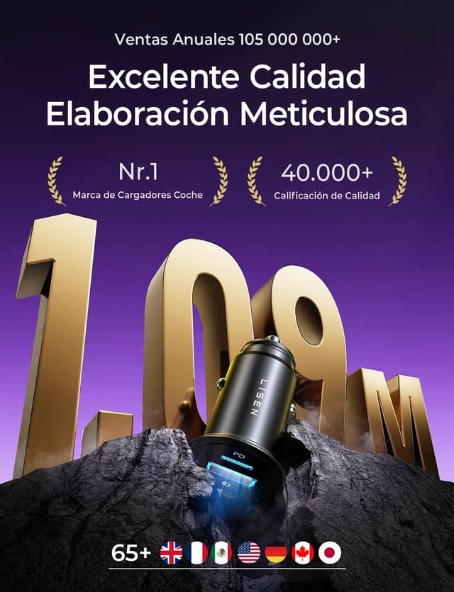 Thumbnail 5 de LISEN Cargador Coche 69W 60W Cable