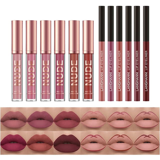Detalle de BestLand 12Pcs matte liquid lip set