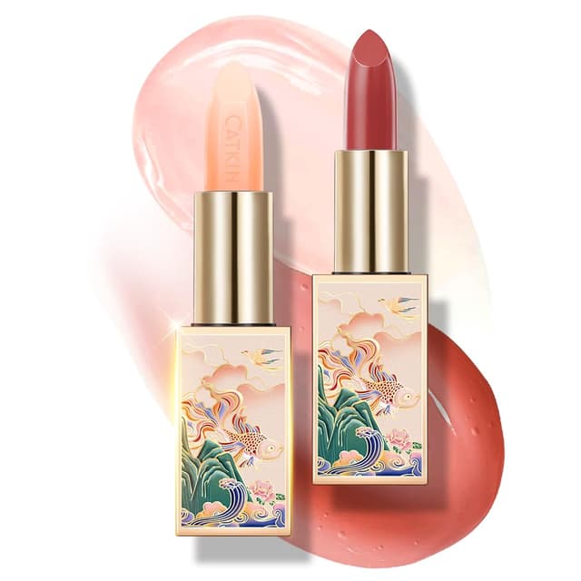 Detalle de CATKIN Lippenbalsam Natürliche getönte Lippenpflege Classic mit Vitamin E, 3,5 g (2 Stück, Farbtöne 01+06)