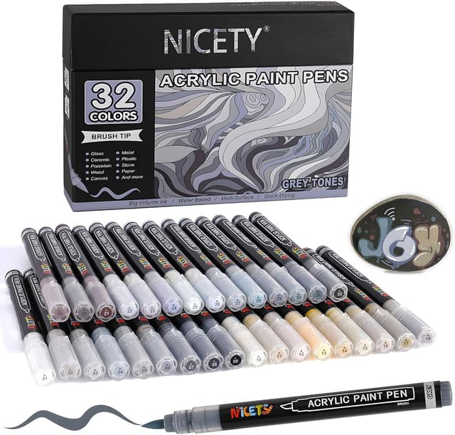 Detalle de NICETY 32 Colours Acrylic Paint Pens 1-5mm