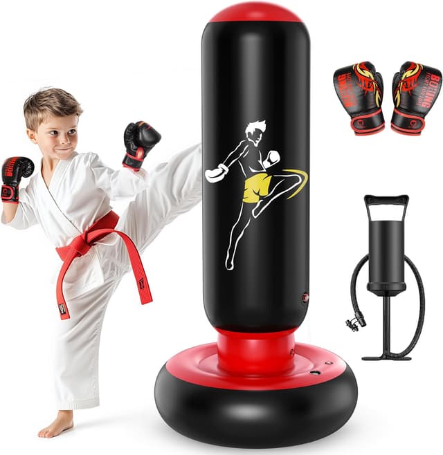 Imagen de QPAU Kids 66-inch Inflatable Punch Bag for Training 🥊 en OfertitasTOP