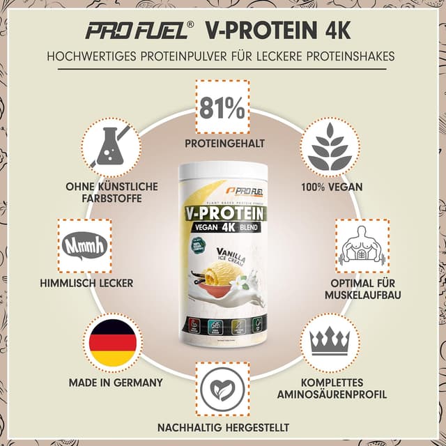 Thumbnail 2 de V-Protein 4K Blend Vegan Protein Vanille 750g 🥤