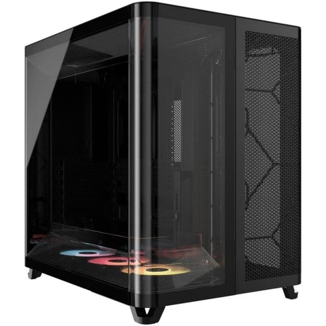 Detalle de Corsair AIR 5400 RS ARGB con cristal curvo y triple cámara (Negro)