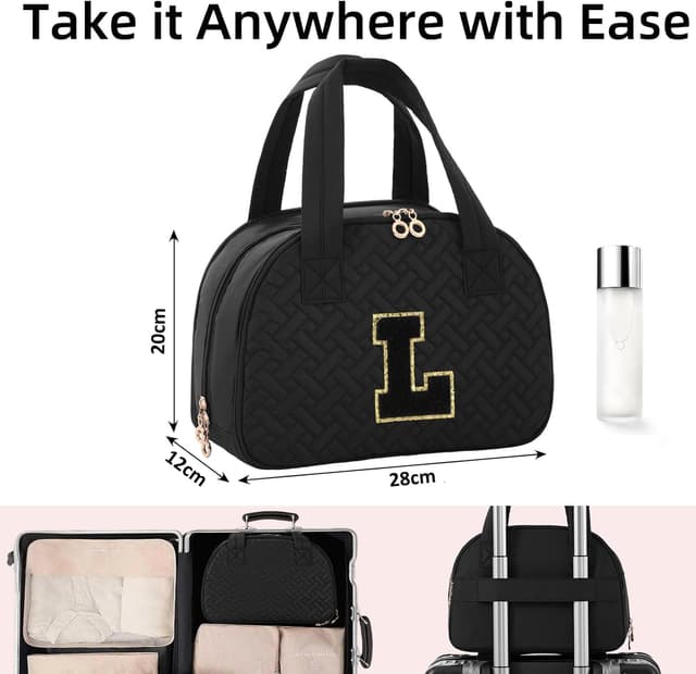 Detalle 2 de Personalized Initial Makeup Travel Toiletry Bag 28cm