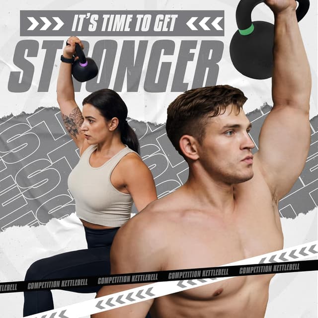 Thumbnail 6 de Yes4All powder coated cast iron kettlebell set (4–32kg) for home gym training