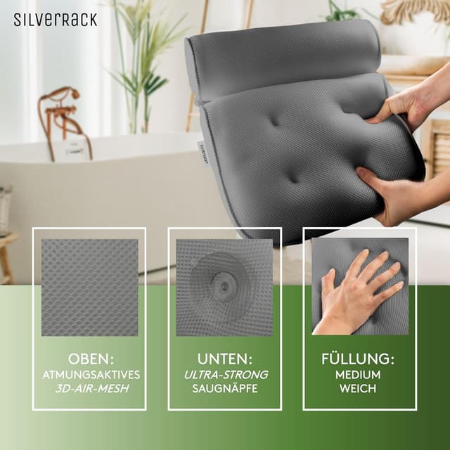 Detalle 2 de SilverRack Badewannenkissen Grau 3D