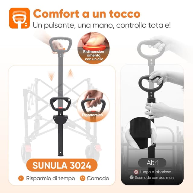 Thumbnail 1 de SUNULA Carrello pieghevole 120 kg, 150 L con ruote frenate e maniglia a scatto (nero)