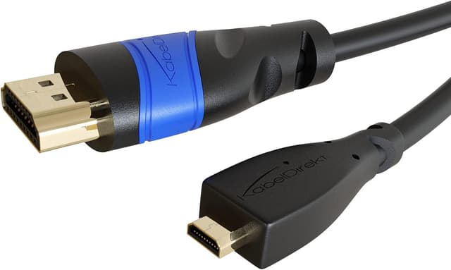 Detalle de KabelDirekt Micro-HDMI-Kabel bruchfest, HDMI zu Micro-HDMI, bidirektional – 1,5 m (bis 4K@60Hz, High Speed mit Ethernet) in schwarz