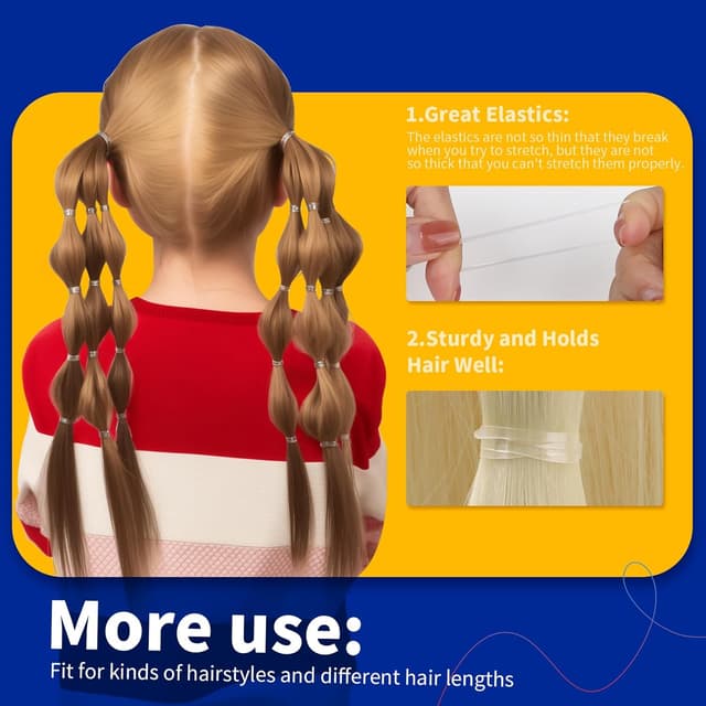 Thumbnail 3 de Teenitor 2000pcs Clear Mini Hair Bands 🎀