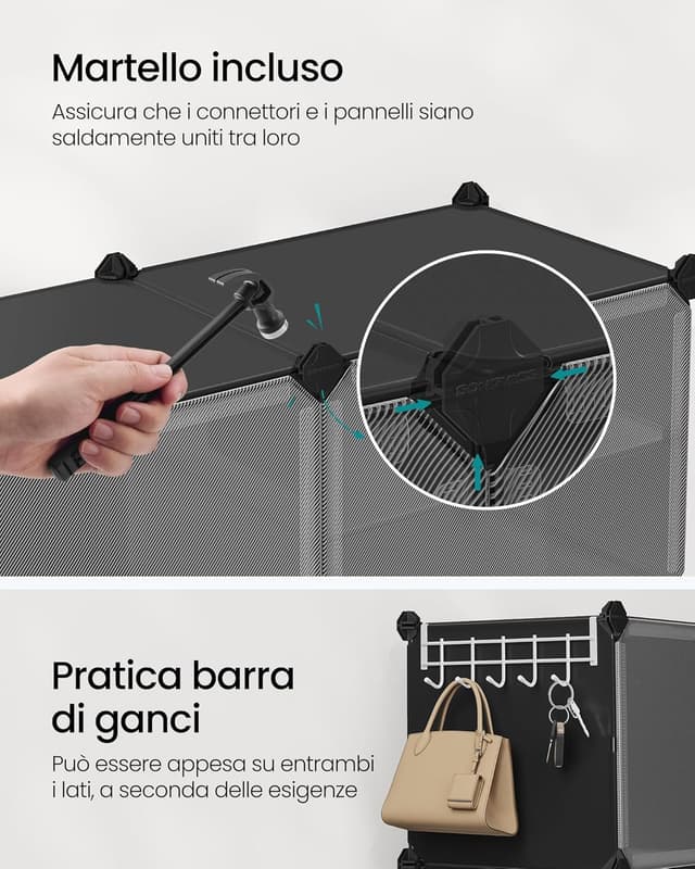 Thumbnail 4 de SONGMICS LPC034B01 scarpiera modulare a 8 scomparti per 32 paia, con sportelli e telaio in acciaio