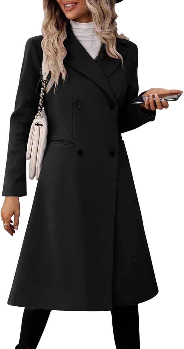 Detalle de Danedvi Women's Long Double Breasted Coat ⚙