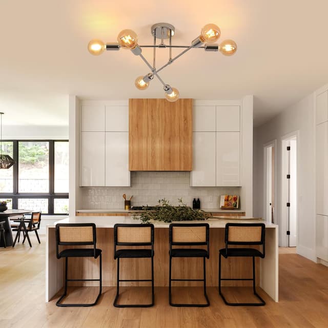 Thumbnail 5 de Comely Lamparas Sputnik Vintage, Cromo, 6 Luces, Ángulo Ajustable 😊