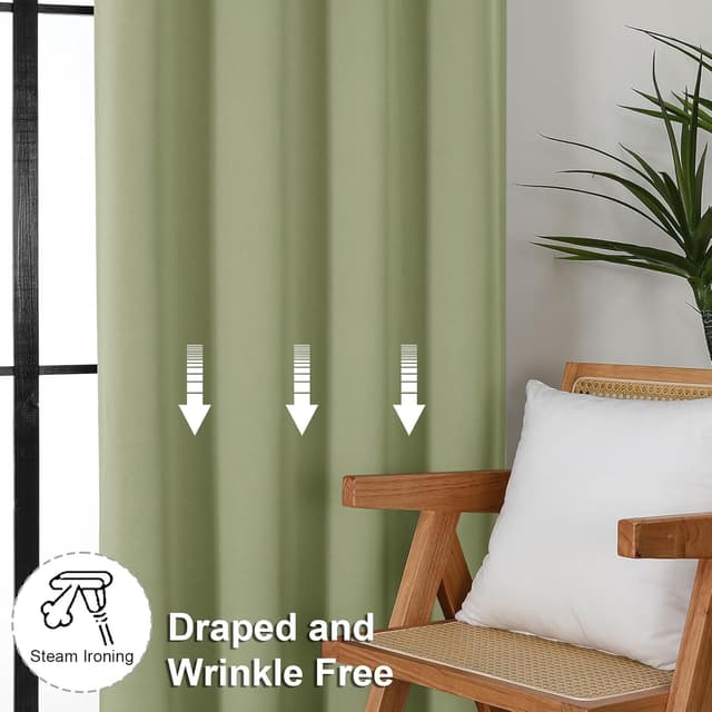 Thumbnail 6 de Simplebrand Ava Sage Green Blackout Curtains (84 Inch Length, 2 Panels Set) — Thermal Insulated Privacy Drapes