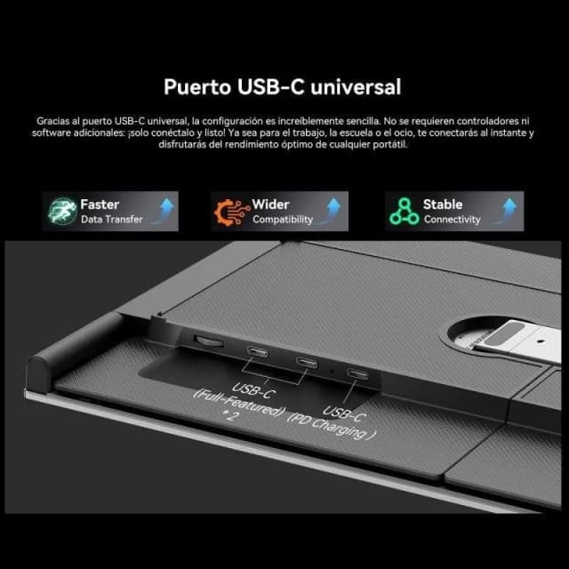 Detalle de Blackview DCM8 monitor portátil de 15,3" Full HD 60 Hz con Dual USB-C y carga inversa de 100 W