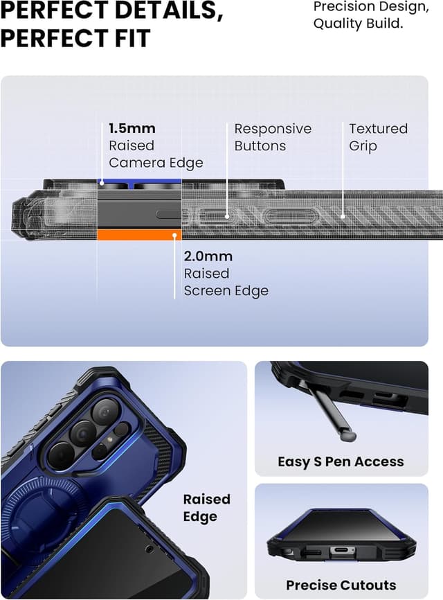 Thumbnail 6 de i-Blason Armorbox Series MagSafe Case for Samsung Galaxy S26 Ultra (6.9-inch, 2026) with Adjustable Metal Kickstand and Built-In Screen Protector — Blue